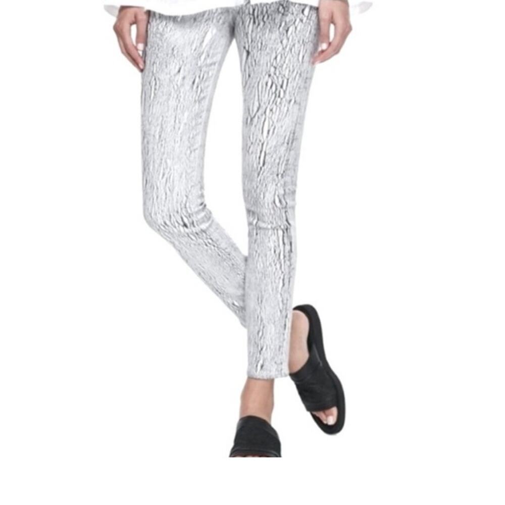 Helmut Lang 25 stretch skinny pull on pant scribble crackle print P 2724